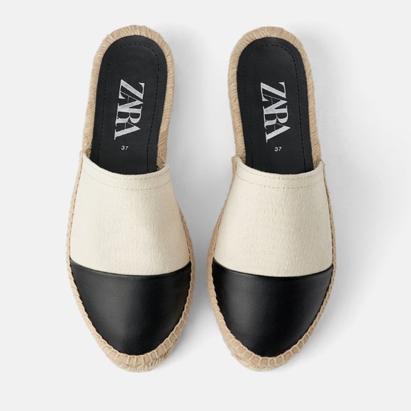 Zara Shoes - NWT Zara Leather Toe Cap Espadrille Mules 7.5